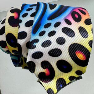 Tie Trippy Cheetah Leopard Rainbow Necktie Hippie Psychedelic Tie Dye Rave